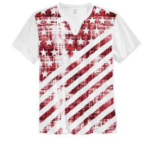 I.N.C International Concepts Mens Flag Split Neck Graphic T-Shirt, White, Medium - 1 of 1