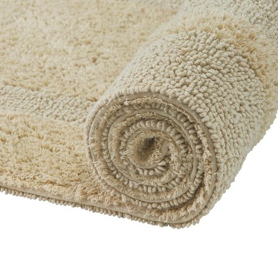 Lux Collection Sand 20" x 20" Cotton Tufted Reversible Contour Bath Rug