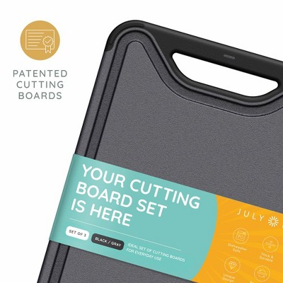 Black and Gray Plastic Cutting Board Set with Juice Grooves
