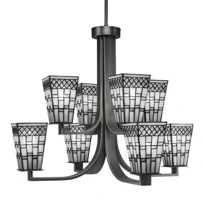 Apollo Graphite 8-Light Chandelier with Pewter Art Glass Shades