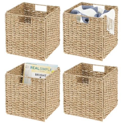 mDesign Woven Hyacinth Narrow Bathroom Toilet Roll Holder Storage Organizer  Basket Bin - Rectangle Containers for Bathroom, Toilet Tank - Hold 3 Rolls  of Toilet Paper - Gray 1 Gray