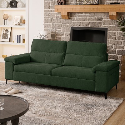 Chenille Sofa with Adjustable Armrests and Extra Thick Cushions