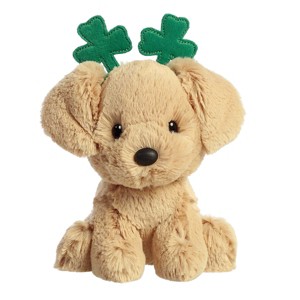 Aurora Small Clover Golden Lab St. Patrick's Day Whimsical Stuffed Animal Brown 6" - 1 of 4