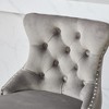 CLIHOME Set of 2 Swivel Velvet Barstools with Button Tufted Decoration and Wooden Legs, Leisure Style Bar Chairs - 4 of 4