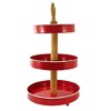Ganz 21.5 Inch Red/White 3 Tier Pedestal Stand Circular Wooden Stem Tiered Stands - 2 of 3