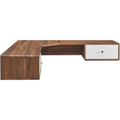 Modway Transmit 55Inch Wall Mount Corner Wood Office Desk