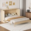 Foldable Queen Size Murphy Bed with Rattan Doors,Cabinet Bed with USB Port and Drawers for Small Spaces-The Pop Home - 3 of 4