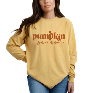Simply Sage Market Pumpkin Season Cursive Garment Dyed Long Sleeve - 1 of 4