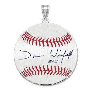 Black Bow Jewelry Sterling Silver Dave Winfield Signature LG Enamel Baseball Pendant - 1 of 4