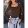 Womens Shirts Square Neck Long Sleeve Tops Ribbed Knit Basic Teen Girls Crop Top Fall Outfits Casual Clothes 2025 - 2 of 4