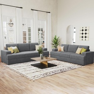 AMERLIFE Comfy Couch with Deep Seat& Wood Legs, Upholstered Sofa for Living Room - 1 of 4