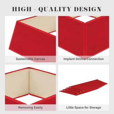 Large Red Canvas Square Christmas Tree Collar Basket