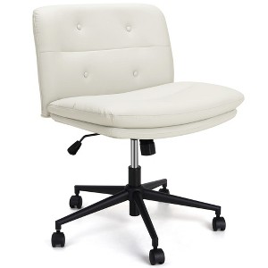 WhizMax Armless Office Desks Chair with Wheels, PU Leather Adjustable Swivel Task Chair - 1 of 4