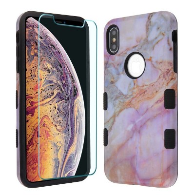 MYBAT For Apple iPhone XS Max Purple Marble Hard Hybrid Case Cover