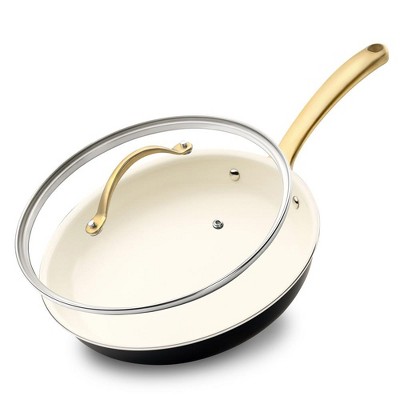 Nutrichef 14 Extra Large Fry Pan - Skillet Nonstick Frying Pan With Golden  Titanium Coated Silicone Handle, Ceramic Coating : Target