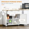 SKRAN 41" Modern Rolling Kitchen Island on Wheels, Utility Cart Storage Trolley with Rubberwood Top & Drawers, White - 2 of 4