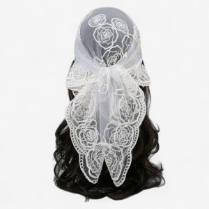 Anna-Kaci Women's Sheer Lace Neck Scarf with Embroidered Rose Floral Edging and Scalloped Trim Detail - 1 of 4