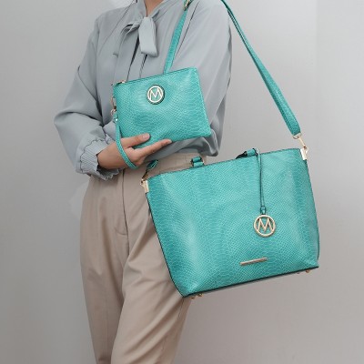 MKF Collection Beryl Python-embossed Women’s Tote Bag with Wristlet by Mia K - Olive — фото 4