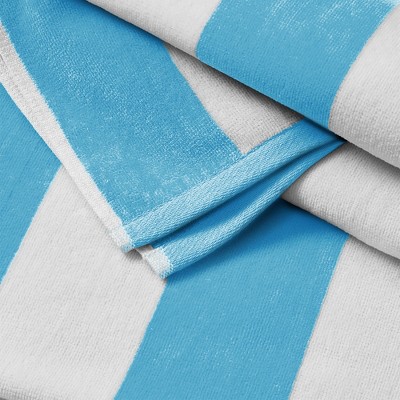 Oversized Air Blue and White Cotton Cabana Beach Towel