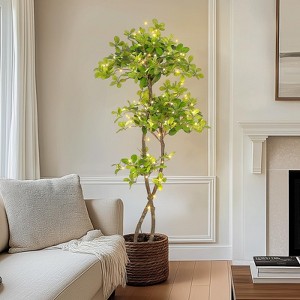 Artificial Plants Indoor, Fake Black Olive Tree with 100 LED Lights Tall Fake Plants in Plastic Nursery Pot - 1 of 4