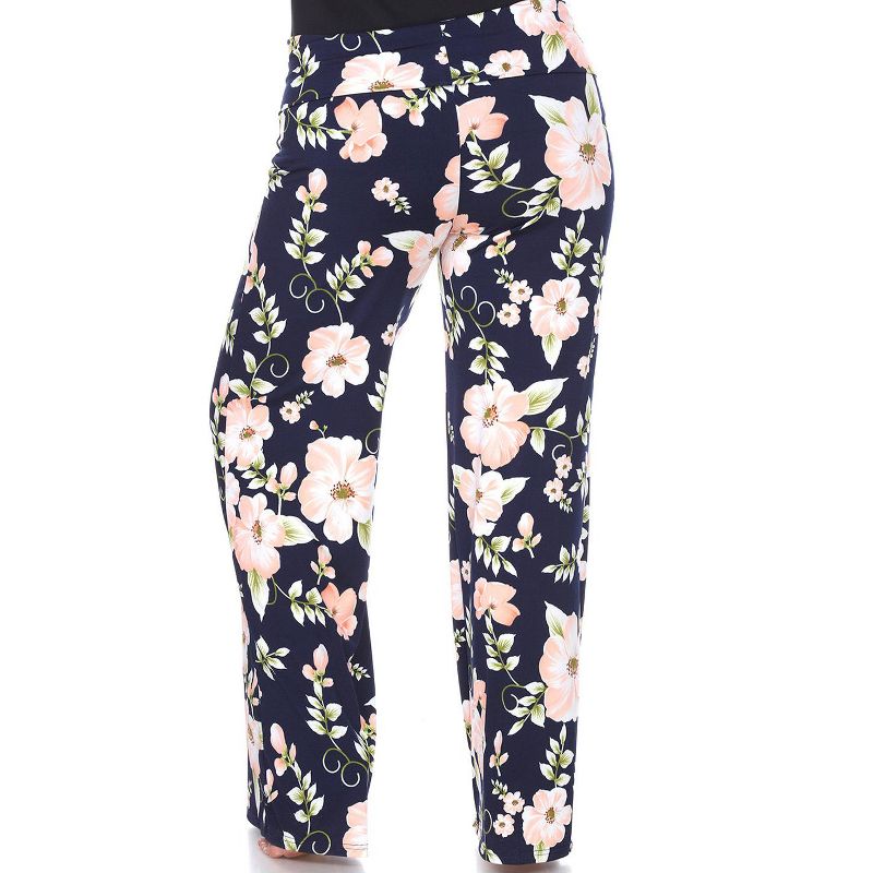 Women's Plus Size Floral Printed Palazzo Pants - White Mark, 3 of 4