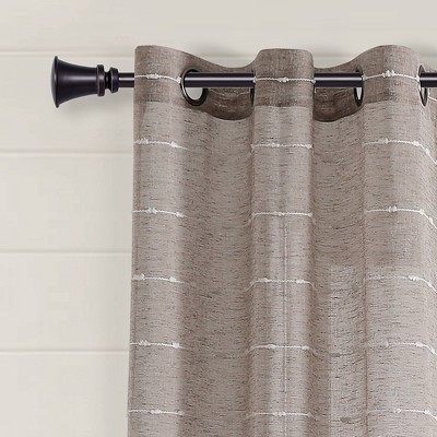 Farmhouse Brown Sheer Polyester Grommet Window Curtain Panels