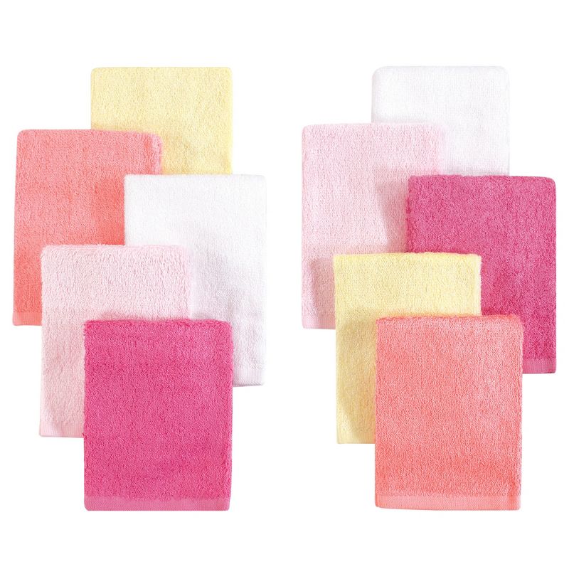 Little Treasure Baby Girl Rayon from Bamboo Luxurious Washcloths, Pink Yellow 10-Pack, One Size, 1 of 2