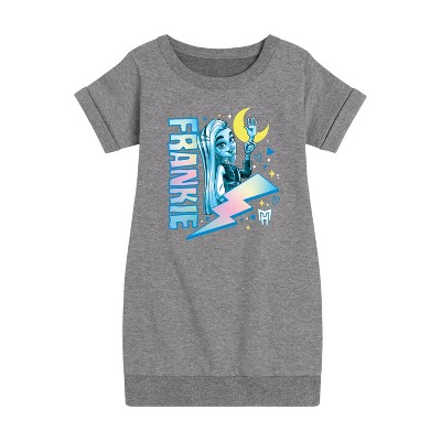 - Mattel - Frankie Blue Bolt Graphic Short Sleeve Fleece Dress