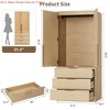 Bedroom Wardrobe Closet, 69.5 in Wooden Wardrobe Cabinet w/ 3 Drawers, Hanging Rod, 2 Doors Clothing Storage Cabinet - 2 of 4