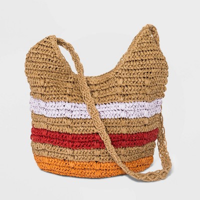 Striped Straw Shoulder Handbag - Universal Thread™ Natural