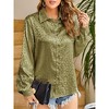 Leopard Stain Button Down Shirts for Women Roll Up Long Sleeve V Neck Casual Work Shirts - 2 of 4