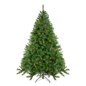 Northlight 7.5' Pre-Lit Chatham Pine Artificial Christmas Tree, Multi-Color Lights - 1 of 4