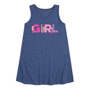 - Barbie - Girl Strong, Kind, Brave, Bold, and Fearless Graphic Sleeveless Aline Dress - 1 of 3