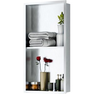 Stainless Steel Shower Niche with Recessed Rectangle Design, No-Tile Installation Required, Wall-Mounted Storage for Bathroom - 1 of 4