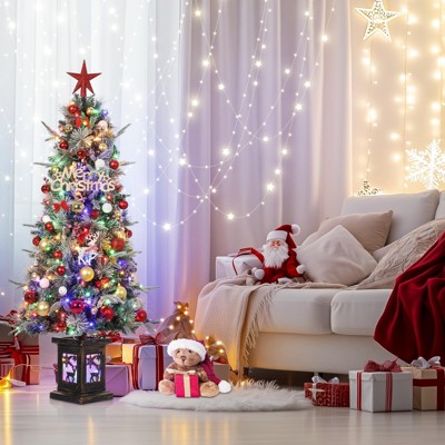 3 Ft Pre-Lit Christmas Tree, Artificial Christmas Trees with Base, Xmas Trees with 78  Lights