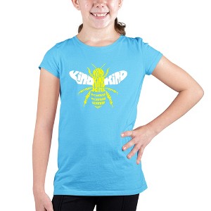 LA Pop Art Girl's Word Art T-shirt - Bee Kind - 1 of 4