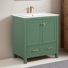 30" Bathroom Vanity with Single Sink, Bathroom Storage Cabinet with 2 Doors and a Drawer, Soft Closing - Leovsnove - 3 of 4