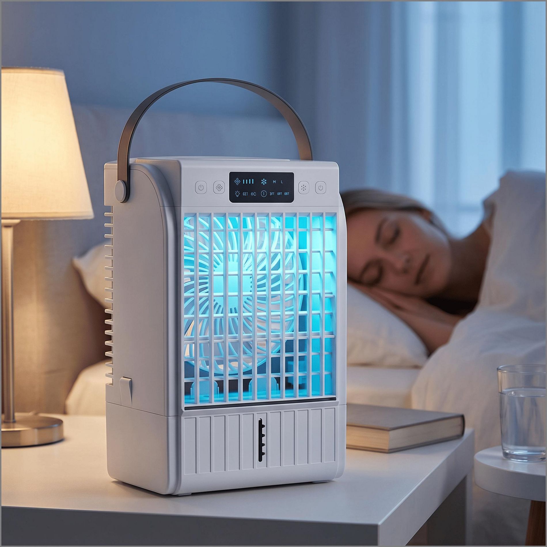 Mini Air Cooler,Handy Air Conditioner,1.5L Evaporative Cooler with 4 Wind Speeds, 2 Mist Modes, 6H Timer