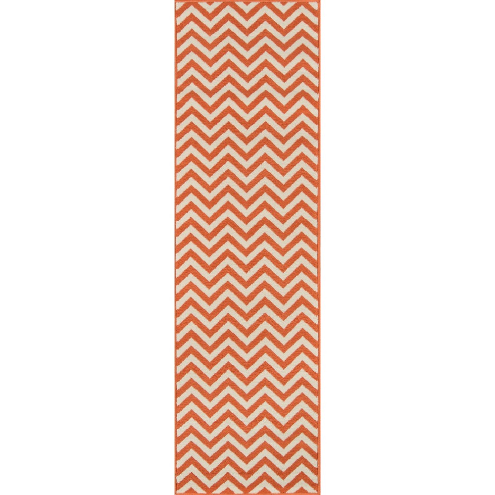Indoor/Outdoor Chevron Runner - Hyper Orange (2'3inx8')