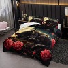 Hachikiko 3D Black Cat Comforter Set - Moon & Red Rose All-Season Bedding with 2 Pillowcases - 3 of 4