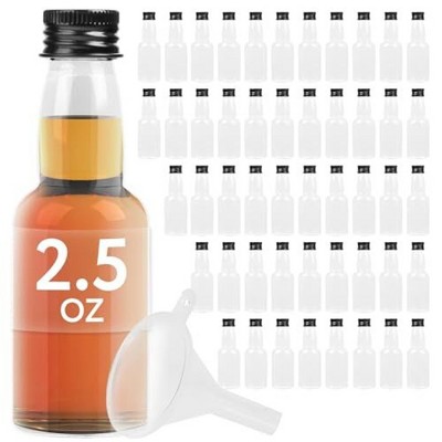 Impresa 50 pack 75ml 2.5oz Mini Liquor Bottles Bulk for Any Spirit Any Time - No Leak Shot Bottles with Caps