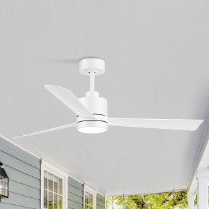 Airsurfer 52" Matte Black 3-Blade LED Ceiling Fan with Remote and Color-Changing Light - 1 of 4