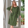 INSPIRE CHIC Womens One-piece Pajamas Shirt Floral Printed Long Sleeve Round Neck Tie Front Nightgown with Pocket - 2 of 4