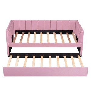 Twin Upholstered Daybed with Ergonomic Backrest & 2 Drawers - Comfort & Storage - 1 of 4