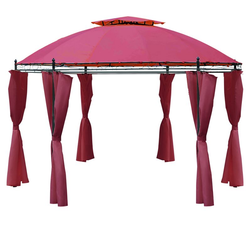 Outsunny 11.5' Steel Outdoor Patio Gazebo Canopy with Double roof Romantic Round Design & Included Side Curtains, 1 of 9
