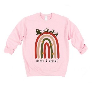 Simply Sage Market Women's Graphic Sweatshirt Boho Merry and Bright Rainbow - 1 of 4