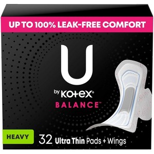 U by Kotex Balance Ultra-Thin Heavy Pads with Wings - Unscented - 1 of 4