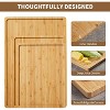 Bamboo Cutting Boards Set of 3 with Holder, Kitchen Chopping Boards with Inner Handle and Deep Juice Groove, Serving Trays for Fruits, Meats, Cheeses - 4 of 4