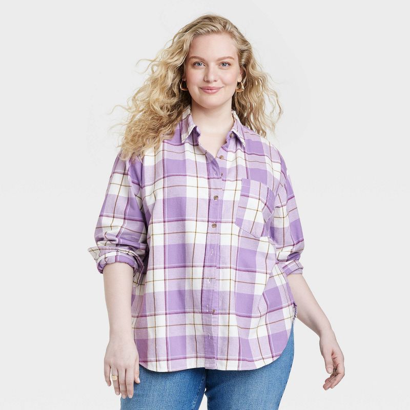 Women's Long Sleeve Flannel Button-Down Shirt - Universal Thread™, 1 of 11