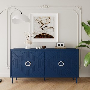 Sideboard Buffet Table Storage Cabinet With 4 Doors And Pine Legs For Kitchen Dining Living Room Bedroom 59.84"L x 15.75"W x 32.48"H - 1 of 3